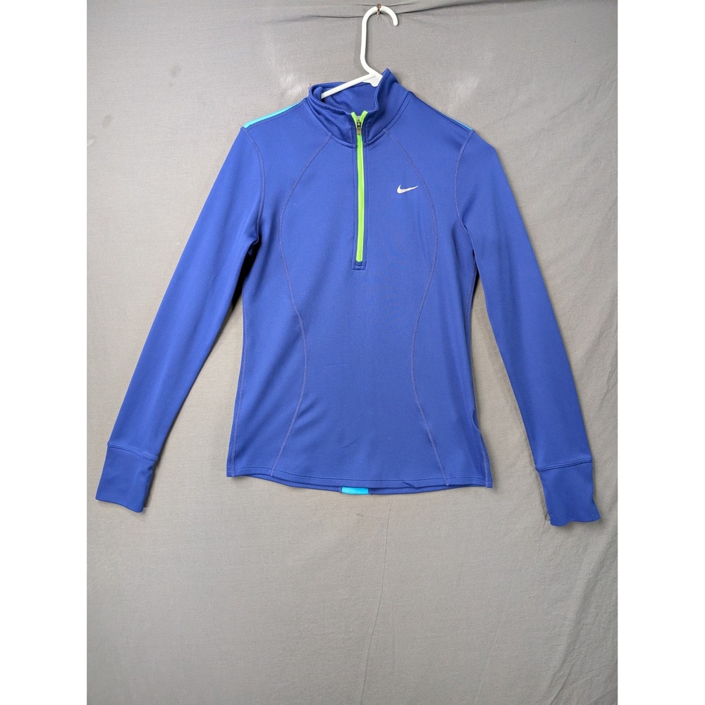 Nike Women Blue Dri-FIT‎ Running Half Zip Pullover Long Sleeve Top Small 5694